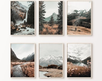 Mountain Landscape Watercolor Neutral Wall Art Panoramic