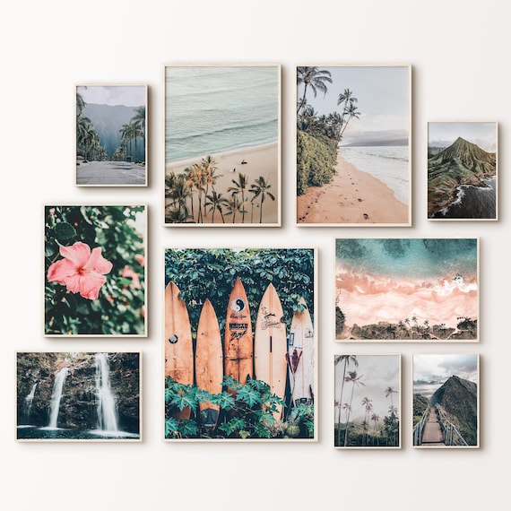 Printable Hawaiian Islands Gallery Set, Hawaii Set of 10
