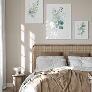 Lot de 3 impressions d'eucalyptus, feuille d'aquarelle imprimable 3 pièces art mural, art d'eucalyptus, estampes vert sauge, impression Cottagecore minimaliste image 8