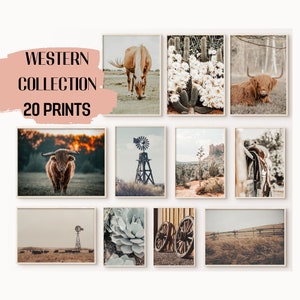 20 Drucke Western, Boho Southwest Galerie Wandkunst, Bauernhaus Fotografie, rustikale Western Dekor, Cowgirl Wandkunst, Cowboy Poster