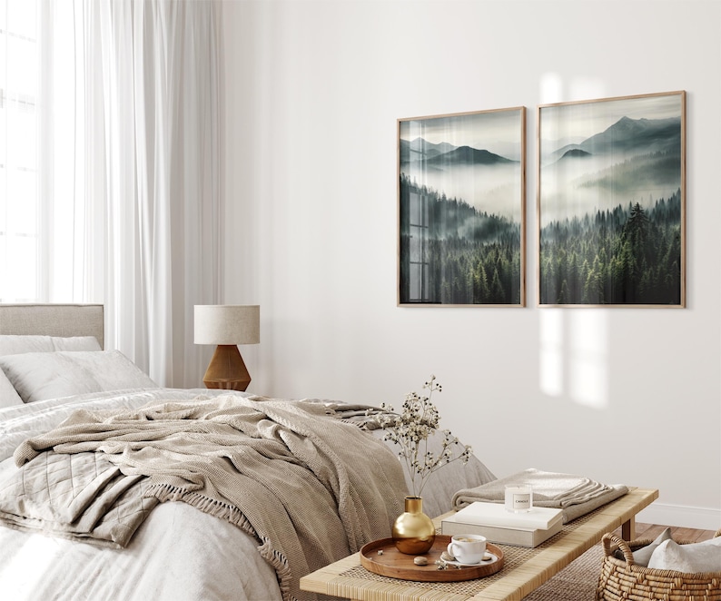 Mountain Set of 2 Prints, Printable Nature Landscape 2 Pieces Wall Art ...