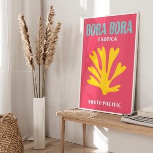 Bora Bora Travel Print, Printable Colorful Travel Poster, Preppy Room ...