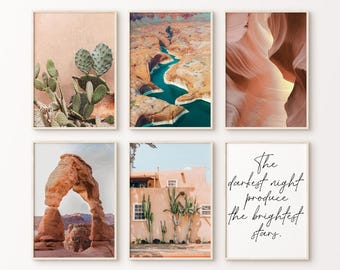 Set di 6 stampe da parete con foto del deserto, 6 pezzi di stampe artistiche del deserto dell'Arizona, poster stampabile su tela del deserto, grande arte murale del sud-ovest