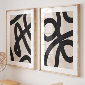 Abstract Wall Art, Beige Prints Set of 2, PRINTABLE Neutral Minimalist 2 Pieces Wall Art, Modern Beige Wall Decor, Digital Download