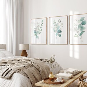 Lot de 3 impressions d'eucalyptus, feuille d'aquarelle imprimable 3 pièces art mural, art d'eucalyptus, estampes vert sauge, impression Cottagecore minimaliste image 7