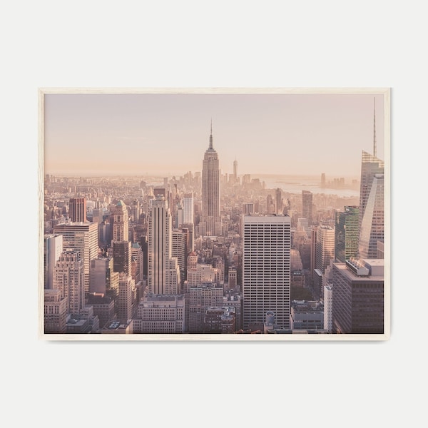 New York City Skyline Photography Print, Nyc Digital Print, Nyc Skyline Landscape Printable Wall Art, New York Pastel Poster, Large Wall Art