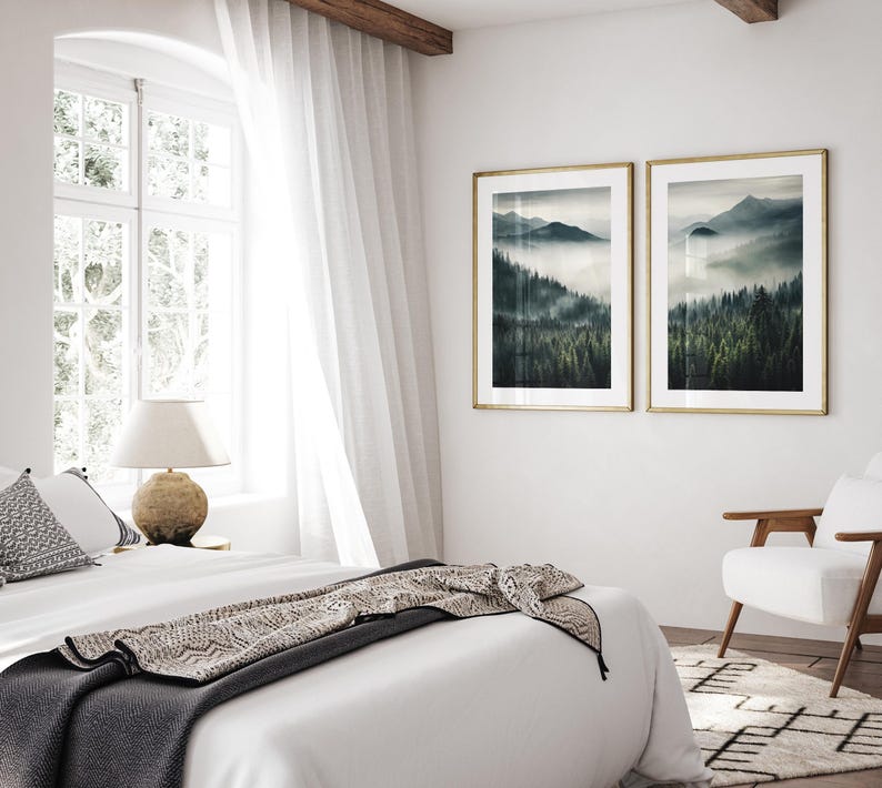 Mountain Set of 2 Prints, Printable Nature Landscape 2 Pieces Wall Art ...
