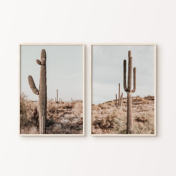 Saguaro Desert 2 Pieces PRINTABLE Large Wall Art, Desert Landscape Set of 2 Print, Cactus Print, Nature Landscape 2 Pieces Photography