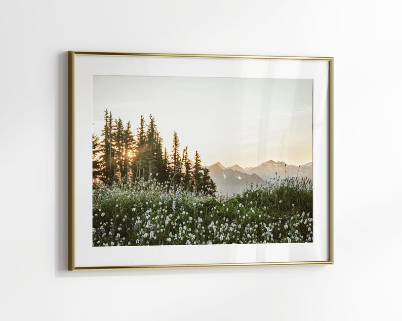Druckbare Wildblumen Fotografie, Natur Landschaft große Wandkunst, grüne Natur Digitaldruck, nordische Wald Wandkunst, Instant Download Bild 3