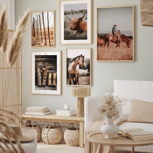 Stampabile Western 5 pezzi Wall Art, Country Farmhouse Set di 5 stampe, Highland Cow Large Photography,, Western Gallery Set, Horse Poster immagine 7