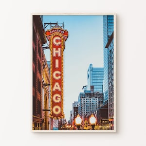 Chicago DIGITAL Print, Chicago Theater Photography Print, Chicago Sign Printable Wall Art, Chicago Travel Poster, Urban Large Wall Art