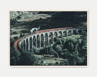 Glenfinnan Viaduct Printable Photography, Scottish Highlands Print, Glenfinnan Train Wall Art, Scotland Landscape Wall Art, Farmhouse Decor