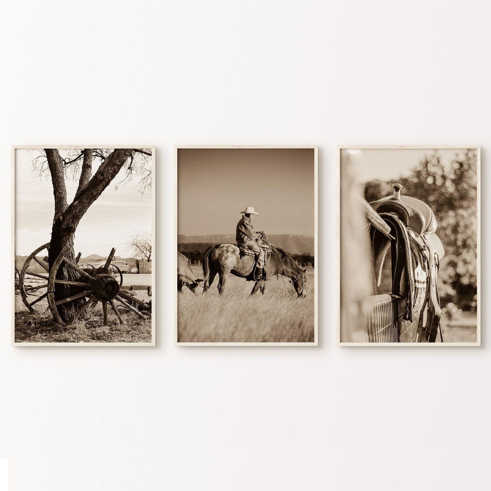 Set of 3 Cowboy DIGITAL Prints, Rustic Western 3 Pieces Wall Art ...