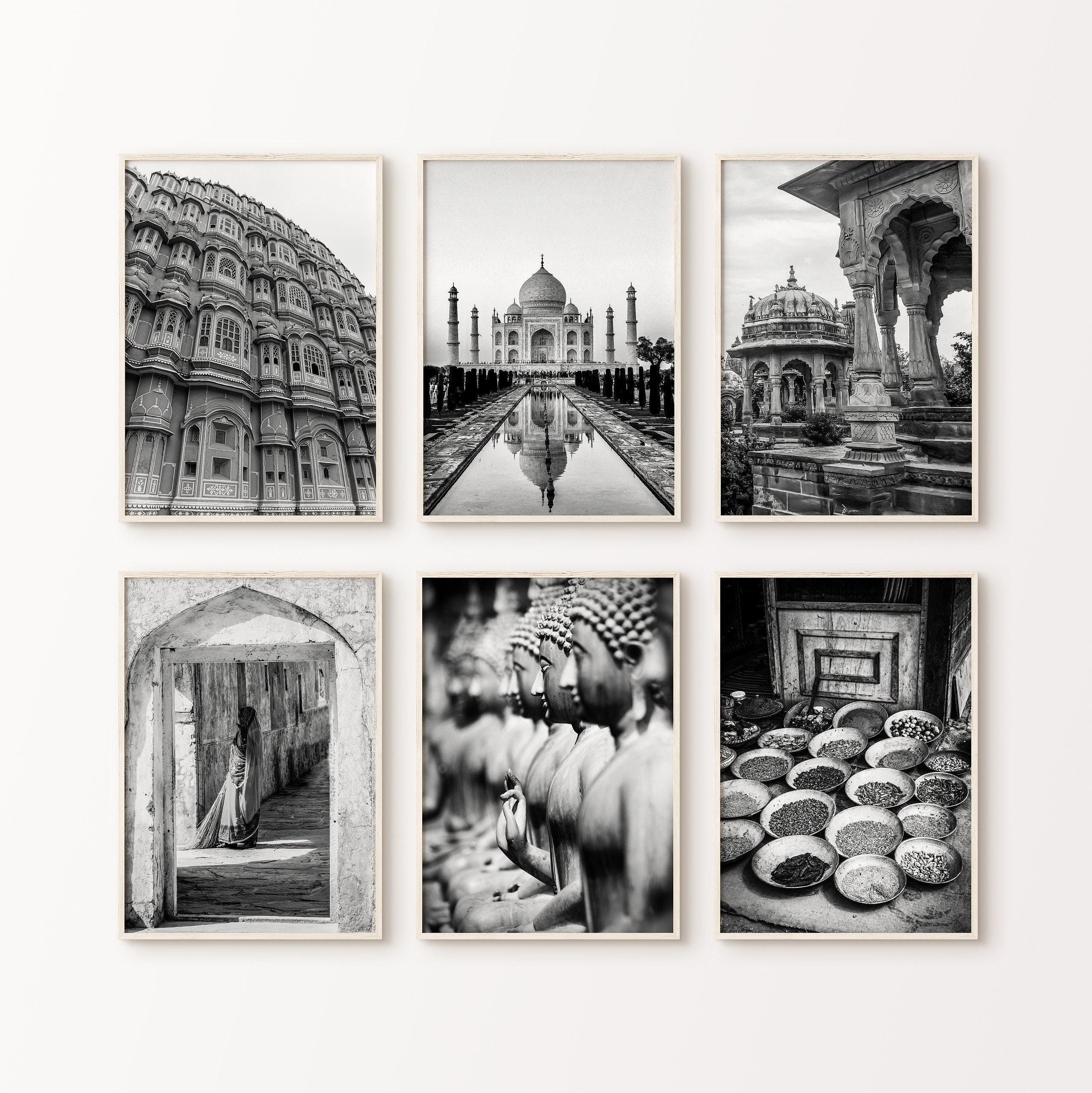 Printable India Black & White Gallery Wall Set, Taj Mahal Print