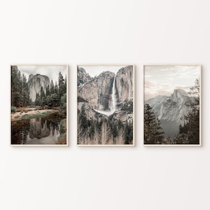 Printable Yosemite Set of 3 Photography, National Park Poster, Yosemite Fall 3 Pieces Large Wall Art, Yosemite Prints, Half Dome Wall Art