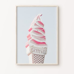 Eiscreme-Wandkunst, DIGITALER Eistütendruck, pastellfarbene Eiscreme-Wandkunst, Eistütenschild, modernes Kinderzimmer-Wanddekor