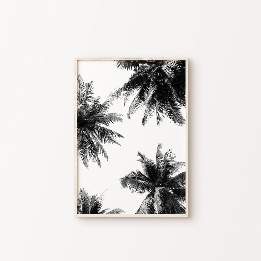Palm Tree Print, Black and White Coastal Wall Art, Tropical Art Print ...