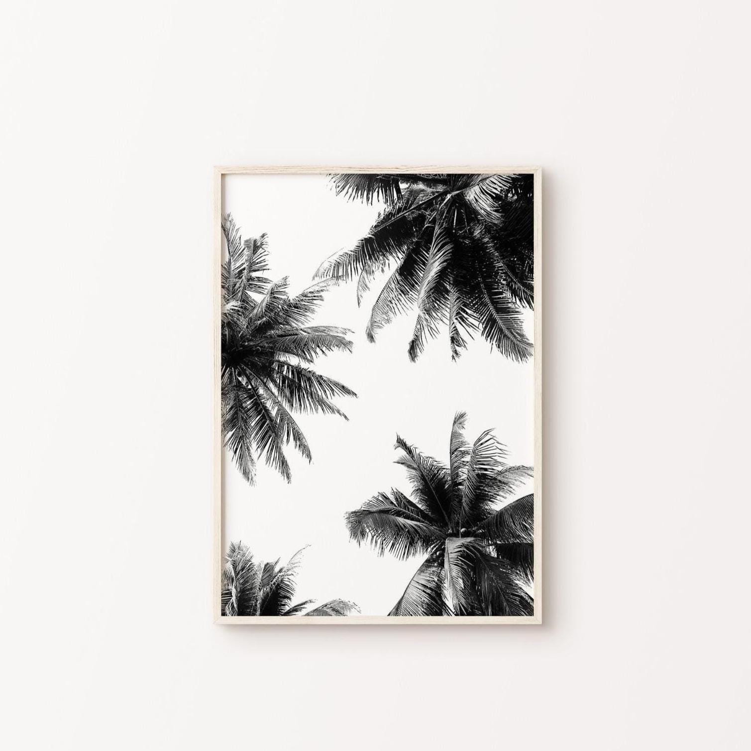 Palm Tree Print, Black and White Coastal Wall Art, Tropical Art Print ...