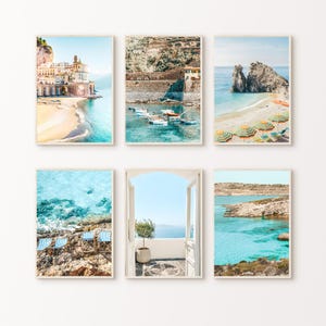 Amalfi Coast Set of 6 Prints, Printable Mediterranean 6 Pieces Wall Art, Positano Wall Set, Coastal Italy Photography, Italian Beach Poster
