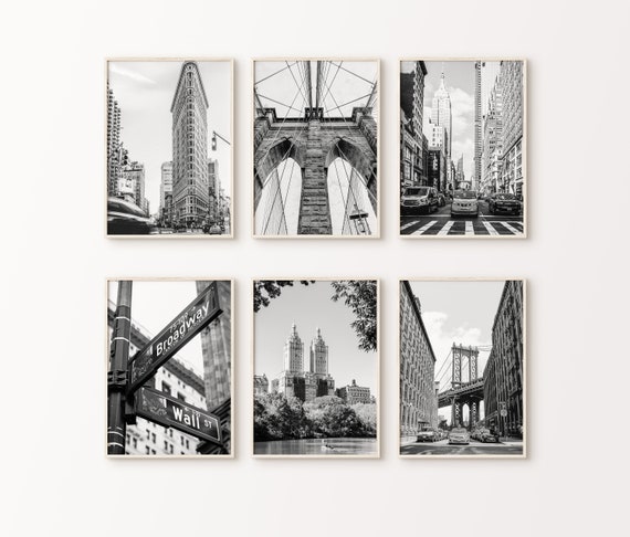 New York Set of 6 Printable Photography NYC Black White - Etsy