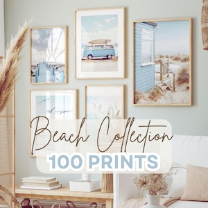 Coastal Prints Bundle, Printable Boho Beach Gallery Wall Art, Ocean Photography Set, Summer Beach Cottage Decor, Pastel Mediterranean Poster