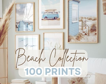 Coastal Prints Bundle, Printable Boho Beach Gallery Wall Art, Ocean Photography Set, Summer Beach Cottage Decor, Pastel Mediterranean Poster