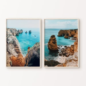 Portugal Seelandschaft 2 Stück DRUCKBARE Wandkunst, Portugal Set von 2 Drucken, Ozean Klippe Fotografie, Küsten Wandkunst, Strand Poster Set