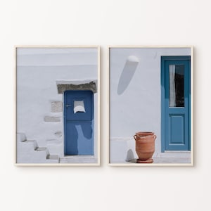 Set of 2 Printable Photographs of a Typical Greek Village, Santorini Greece 2 Pieces Wall Art, Mediterranean Wall Art, Europe Travel Poster