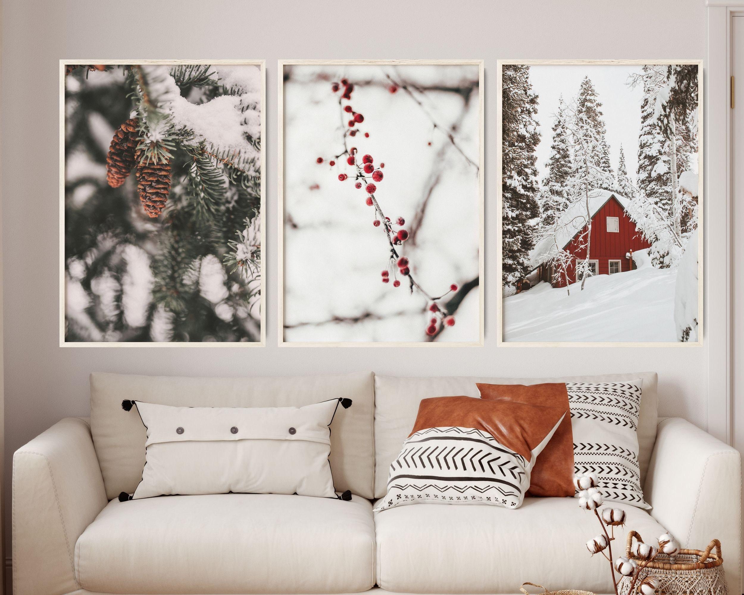 Winter Theme Prints Set of 3, Printable Nordic Wall Art, Snowy ...