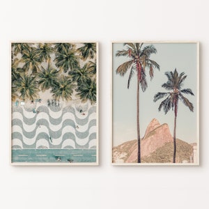 Conjunto imprimible de Río de Janeiro de 2 fotografías, Brasil 2 piezas de arte de pared grande, impresión de palmeras, conjunto de murallas de la ciudad de Brasil, cartel de América del Sur