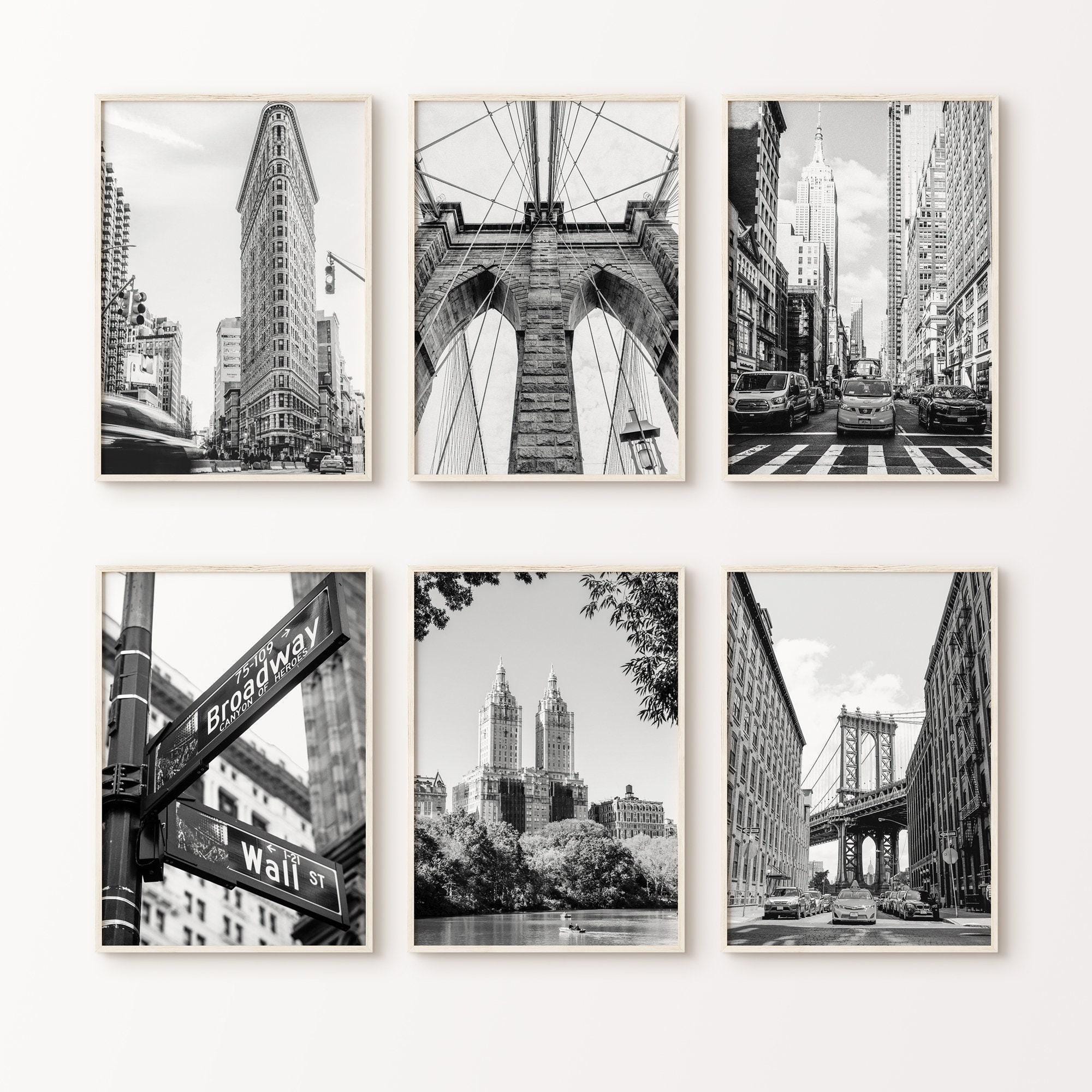 New York Set of 6 Printable Photography, NYC Black White Gallery