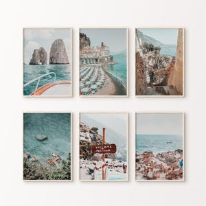 Printable Amalfi Coast Set of 6 Prints, Mediterranean 6 Pieces Wall Art, Positano Wall Set, Coastal Italy Photography, Italian Beach Poster
