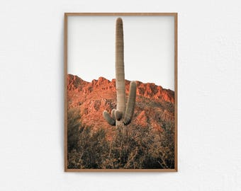 Druckbare Saguaro Fotografie, Arizona Wüstenlandschaft Große Wandkunst, Südwest Wandkunst, Kaktus Digitaldruck, Südwest Dekor