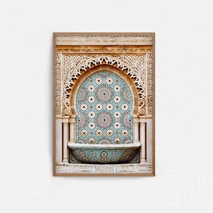 Printable Photography of Moroccan Fontain, Boho Arabic Print, Mosaic Islamic Architecture Wall Art, Bohemian Wall Decor, Morocco Wall Art