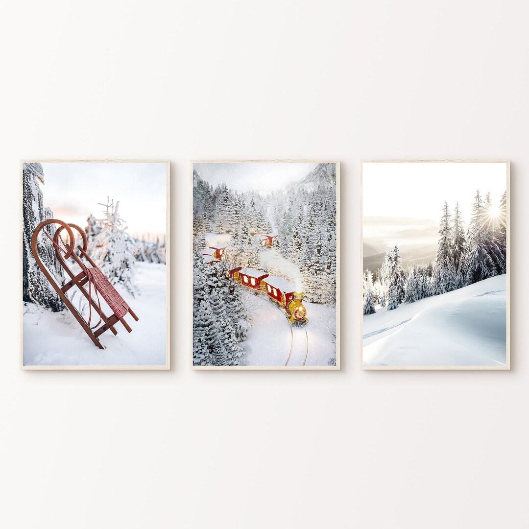 Winter Photography, Printable Snowy Landscape Gallery Wall Set of 3 ...