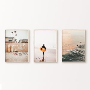 Surf Set of 3 Prints, Surf DIGITAL Poster, Ocean 3 Pieces Wall Art, Surfboard Large Wall Art, Surfer Photography, Surf Beach Cottage Decor