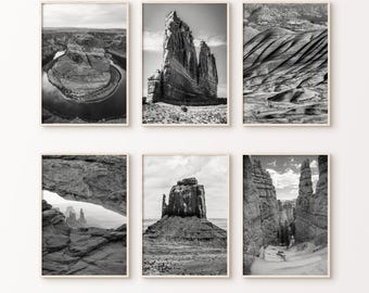 Printable Desert Set of 6 Photography, National Park Black and White Gallery Wall Set, Arizona Print, Southwest 6 Pieces Large Wall Art