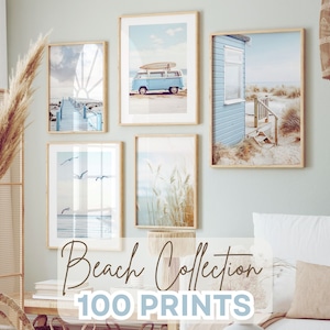 Küsten Drucke Bündel, druckbare Boho Strand Galerie Wandkunst, Ozean Fotografie Set, Sommer Strand Cottage Dekor, Pastell Mittelmeer Poster