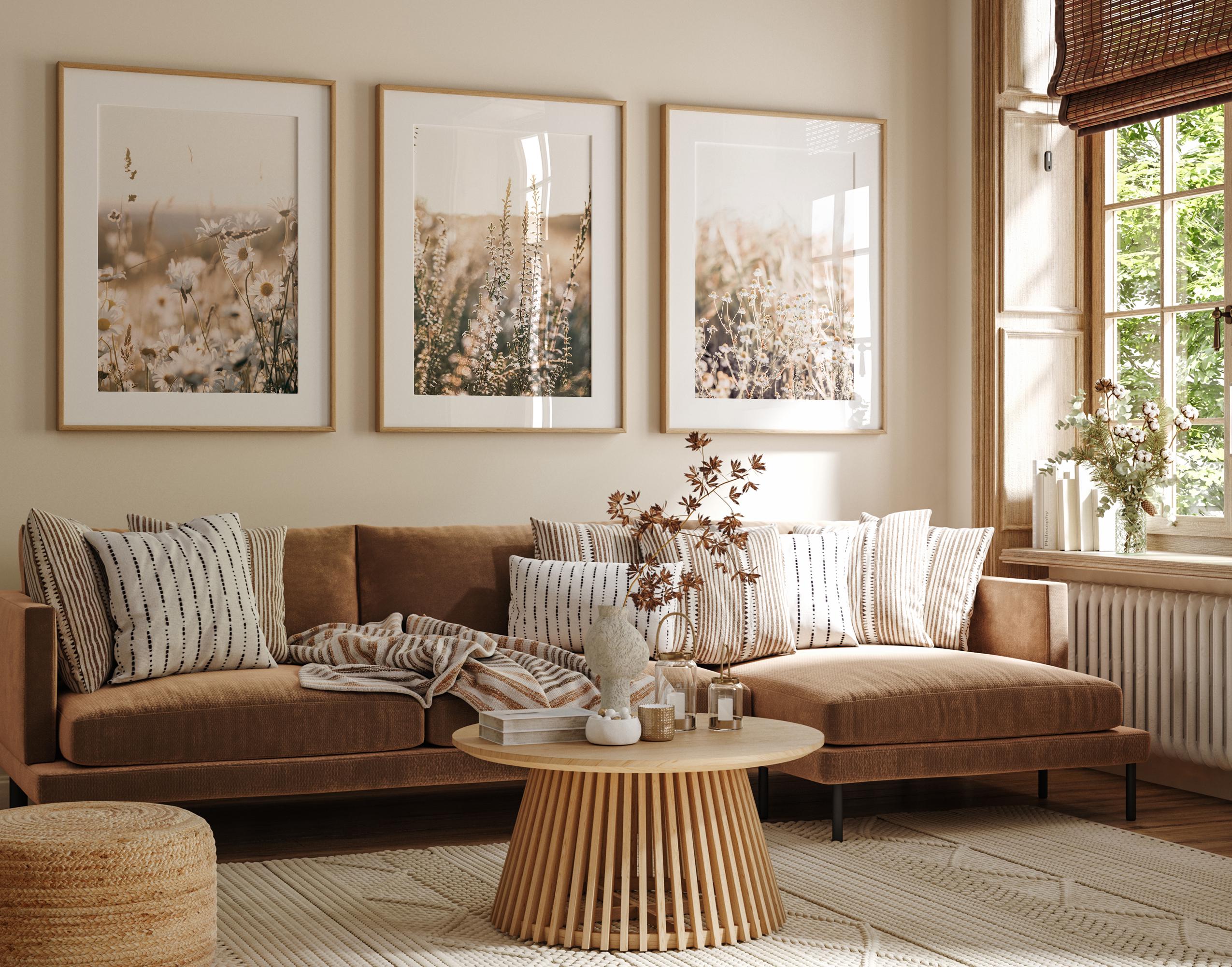 Wildflowers Set of 3 Photography: Muted Floral Landscape Wall Art ...