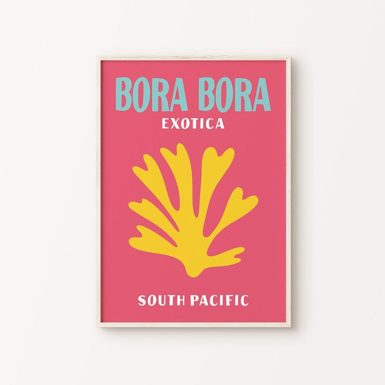 Bora Bora Travel Print Printable Colorful Travel Poster - Etsy