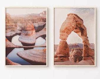 Desert Western Prints Set of 2, Arizona Desert 2 Pieces Wall Art, Desert Art Print, Southwestern Wall Set, Printable Poster, Large Wall Art