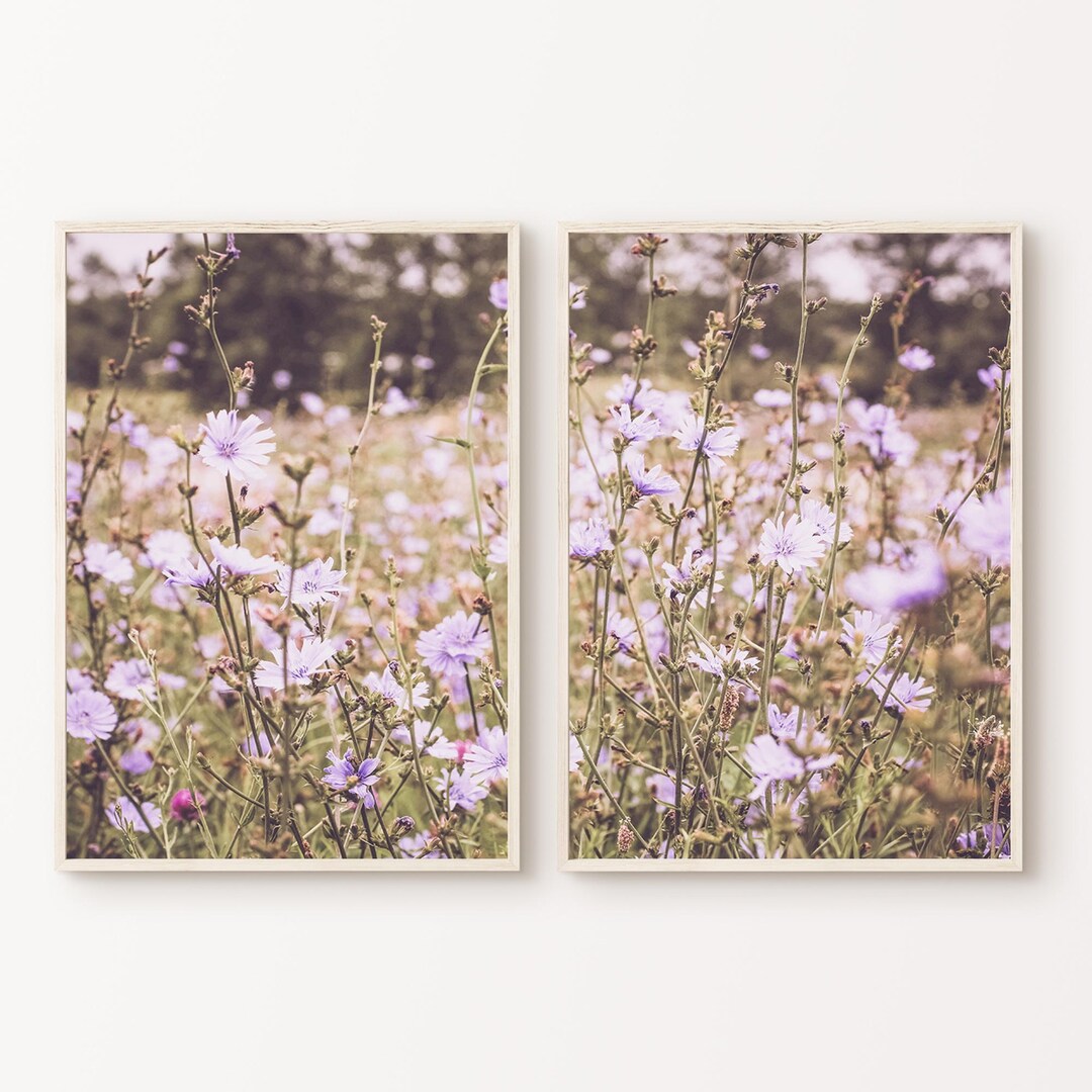 Wildflowers Set of 2 Prints, Printable Nature Landscape 2 Pieces Large ...