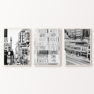 Printable Set of 3 Nashville Black & White Photography, Nashville Music Print, Nashville 3 Pieces Large Wall Art, American City Poster