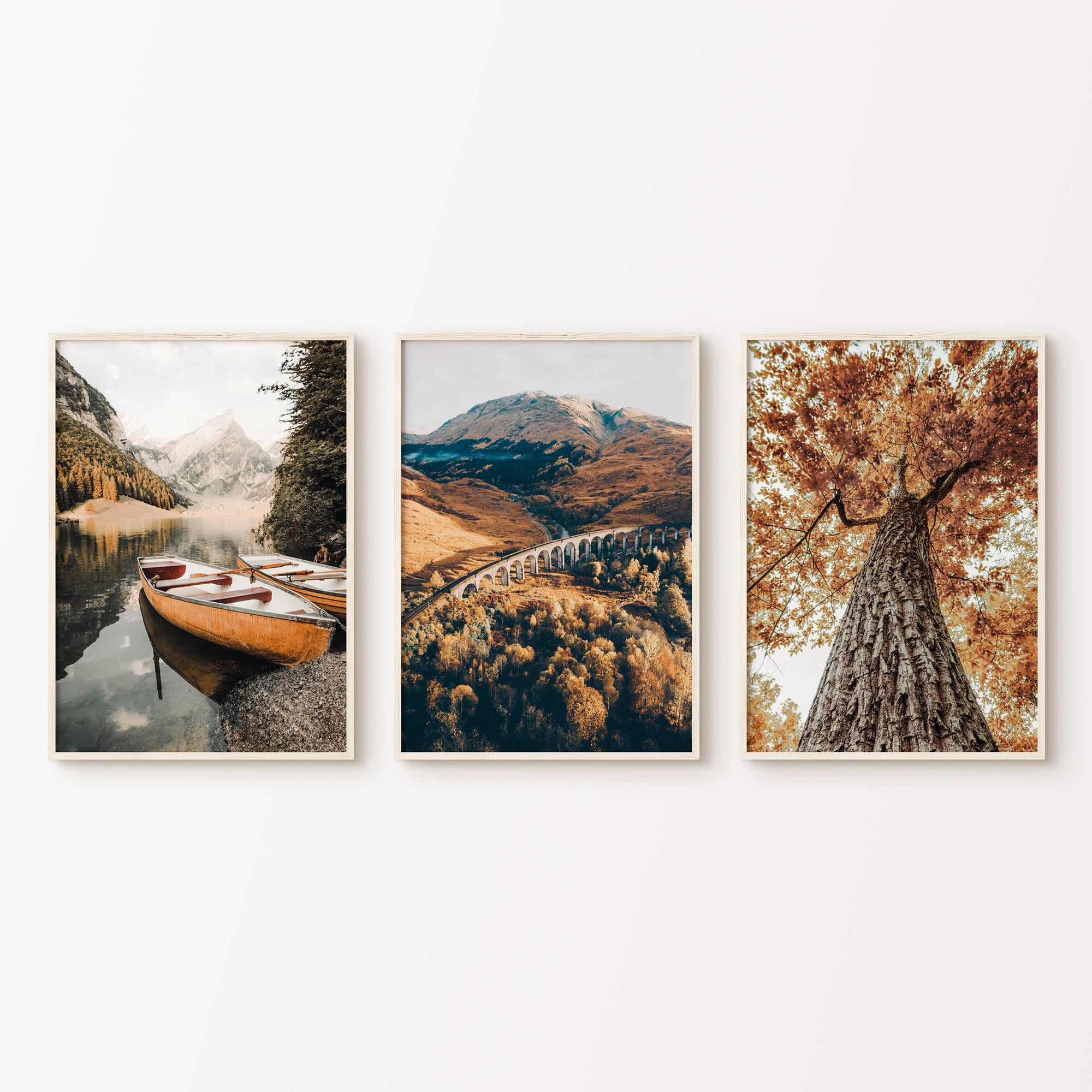 Fall Landscape Printable Set of 3 Photography, Autumn Forest Set of 3 ...