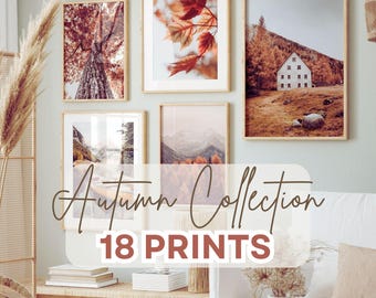 Printable Fall Wall Art, Autumn 18 Prints Bundle, Fall Forest Large Wall Art, Fall Farmhouse Gallery Wall Set, Fall Photography Collection