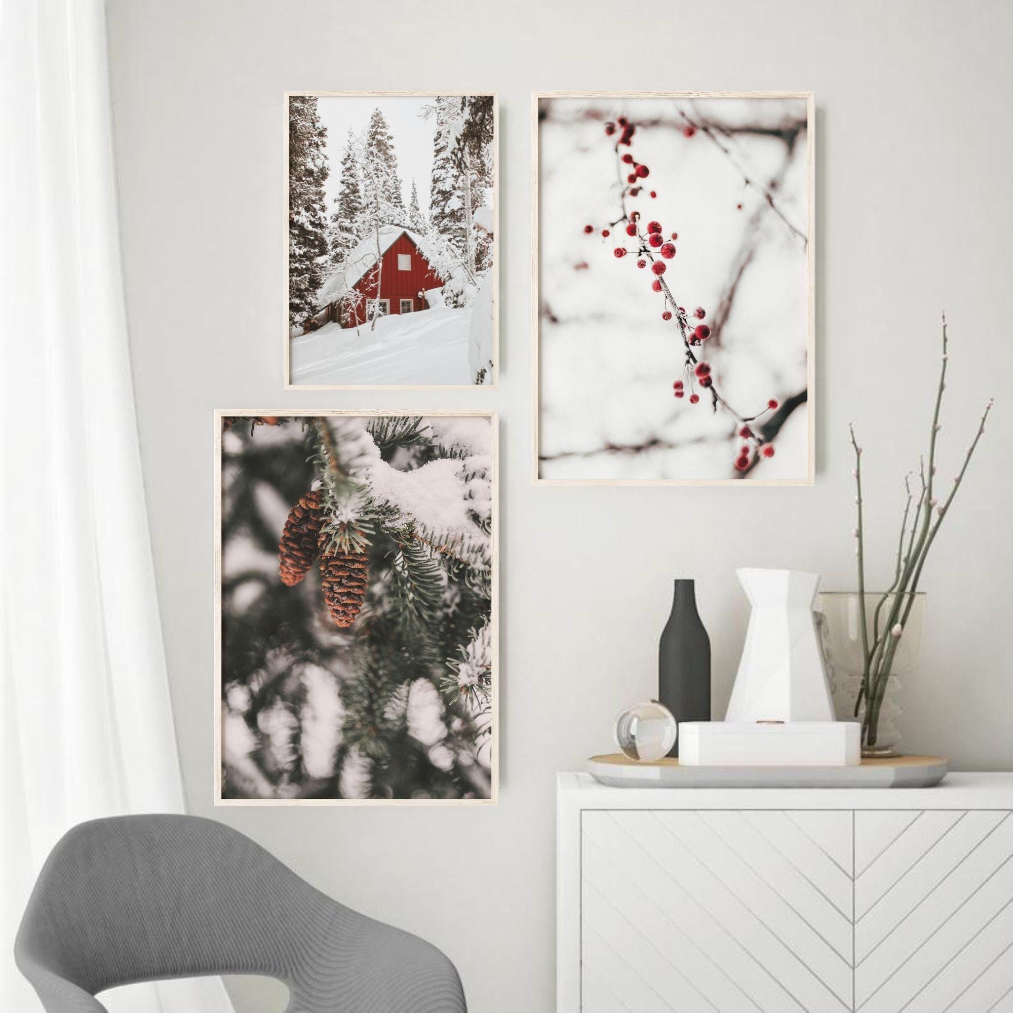 Winter Theme Prints Set of 3, Printable Nordic Wall Art, Snowy ...