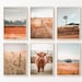 Highland Cow Rustic Art Set of 6, Printable Farmhouse Nature Prints Gallery Wall Set, Western Landscape Photography Print, Large Wall Art 