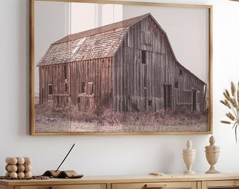 Rustic Barn Landscape Wall Art, Printable Farmhouse Barn Wall Print, Southwestern Landscape Photography Print, Rustic Western Large Wall Art