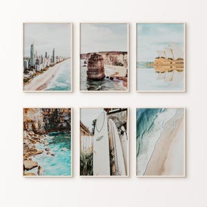 Printable Set of 6 Australia Prints, Australia Ocean 6 Pieces Large Wall Art, Sydney Photography, Australia Gallery Wall Set, Surf Wall Art