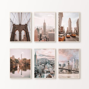 New York City druckbare Fotografie, NYC Galleriewand-Set, 6-teilige große Wandkunst, Empire State Building Print, Brooklyn Poster